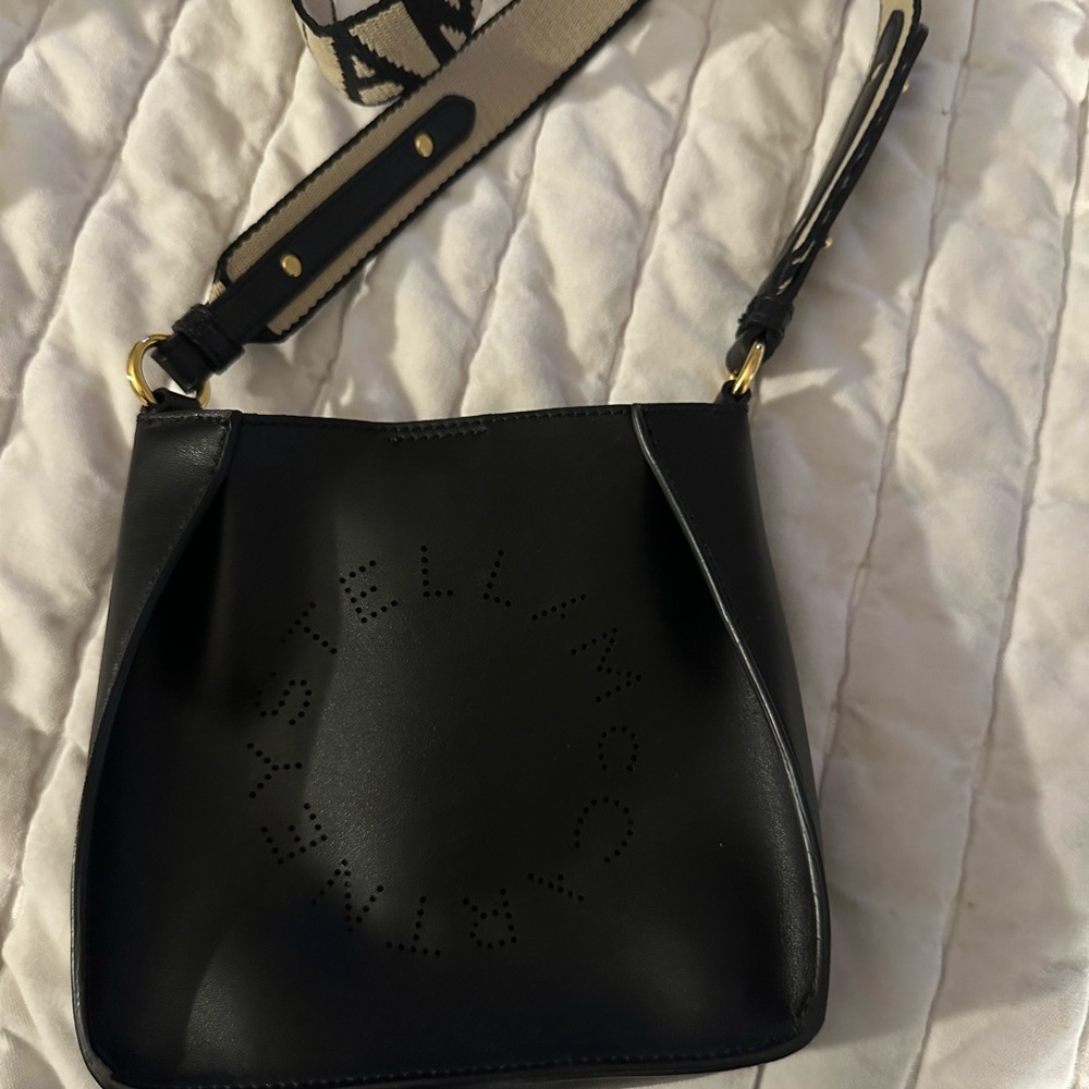 black micro stella logo shoulder bag